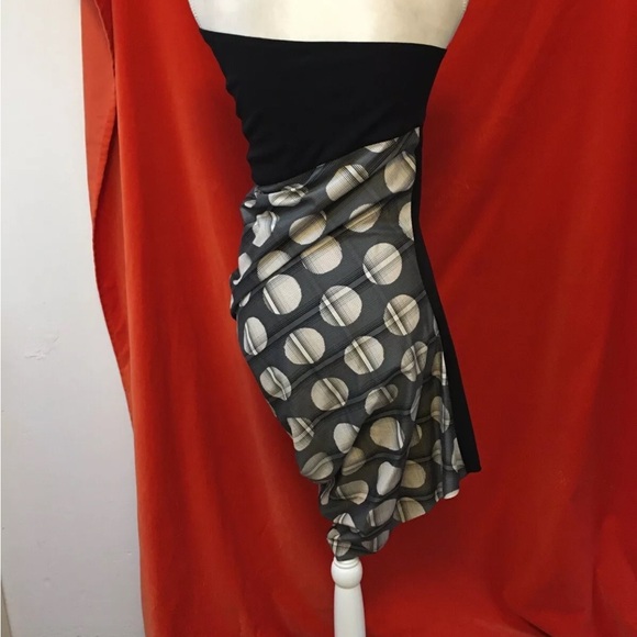 Zero Maria Cornejo strapless asymmetric dress circle print size 6 - Picture 3 of 7